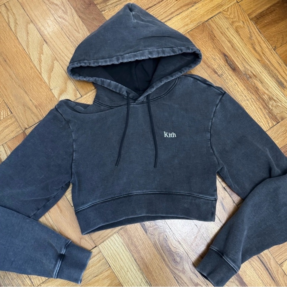 Kith Black Washed Style Cropped Hoodie